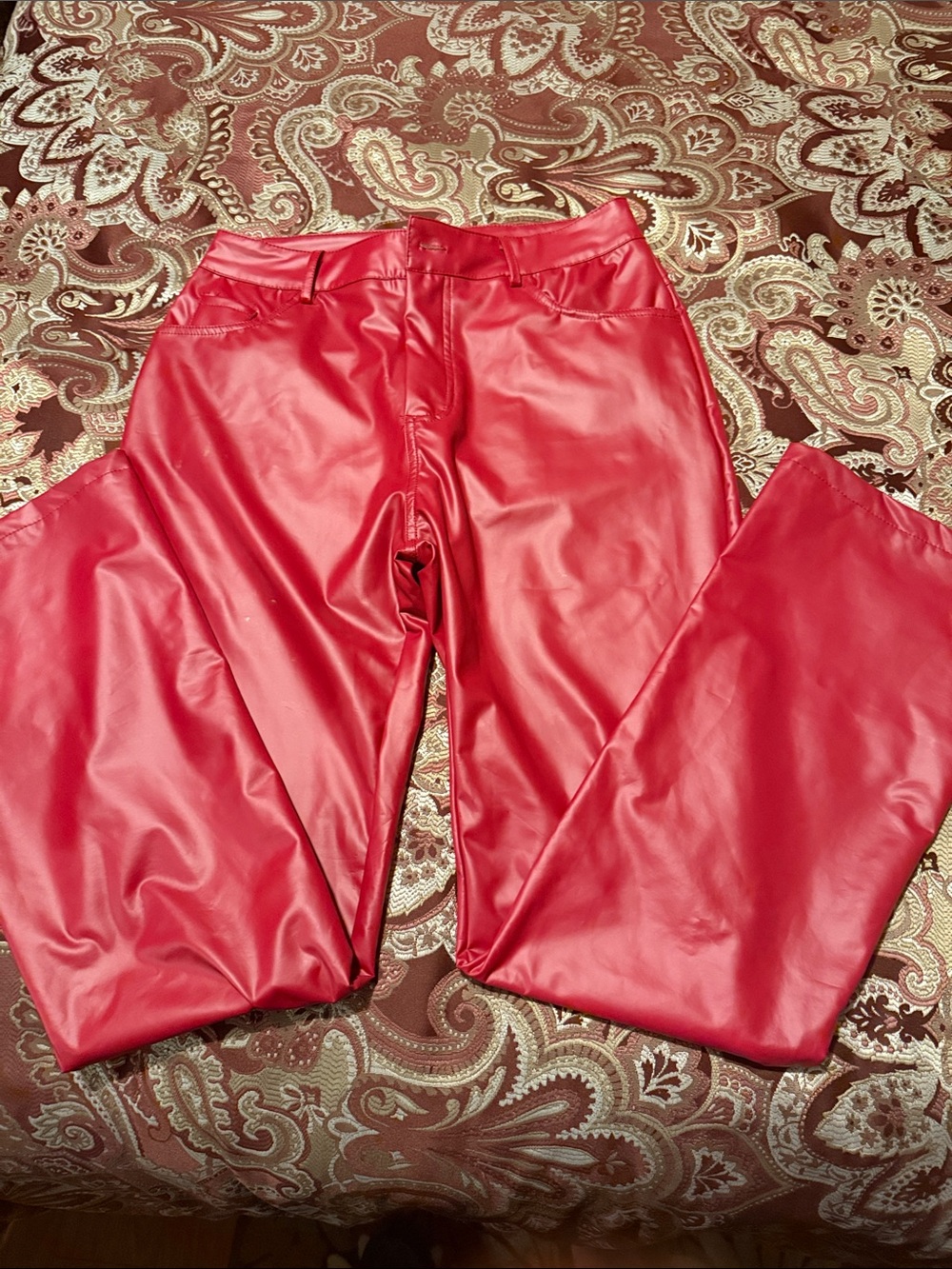 Red Faux Leather Women’s Jeans
